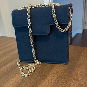 Elegant Navy Blue Chain Shoulder Bag